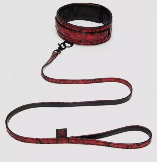 Стильный ошейник с поводком Reversible Faux Leather Collar and Lead - Fifty Shades of Grey - купить с доставкой в Хабаровске