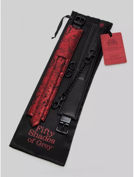 Красно-черные оковы Reversible Faux Leather Ankle Cuffs - Fifty Shades of Grey - купить с доставкой в Хабаровске