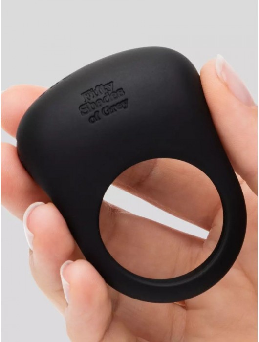 Черное эрекционное виброкольцо Sensation Rechargeable Vibrating Love Ring - Fifty Shades of Grey - в Хабаровске купить с доставкой