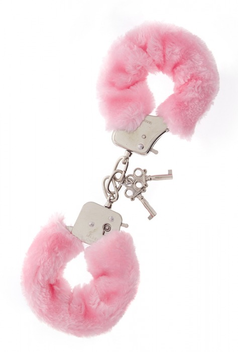 Металлические наручники с розовой меховой опушкой METAL HANDCUFF WITH PLUSH PINK - Dream Toys - купить с доставкой в Хабаровске