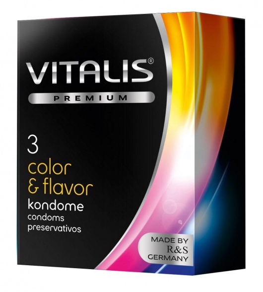 Цветные ароматизированные презервативы VITALIS PREMIUM color   flavor - 3 шт. - Vitalis - купить с доставкой в Хабаровске