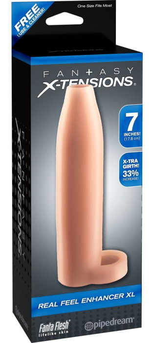 Телесная насадка Real Feel Enhancer XL - 17 см. - Pipedream - в Хабаровске купить с доставкой