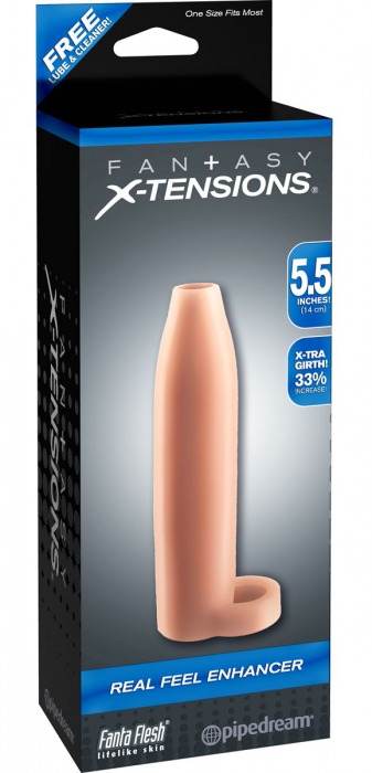 Насадка-расширитель с кольцом для подхвата мошонки Real Feel Enhancer - 14 см. - Pipedream - в Хабаровске купить с доставкой