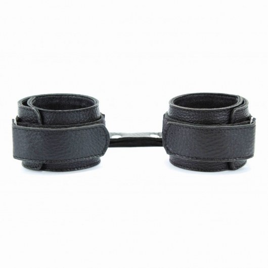 Чёрные кожаные наручники - БДСМ Арсенал - купить с доставкой в Хабаровске