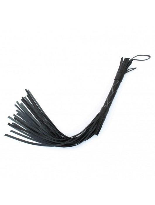 Аккуратная чёрная плетка  из натуральной кожи - БДСМ Арсенал - купить с доставкой в Хабаровске