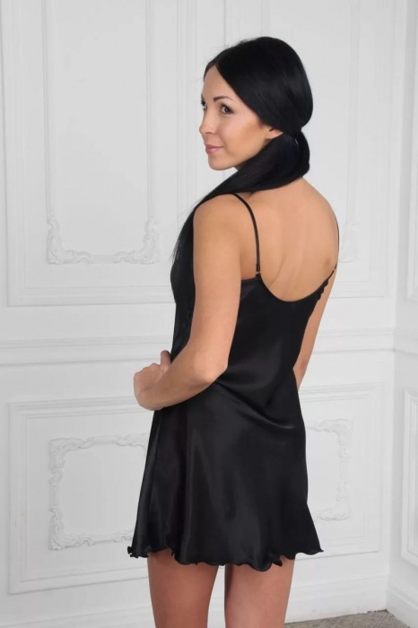 Короткая шелковистая сорочка на тонких бретелях - Felisse купить с доставкой