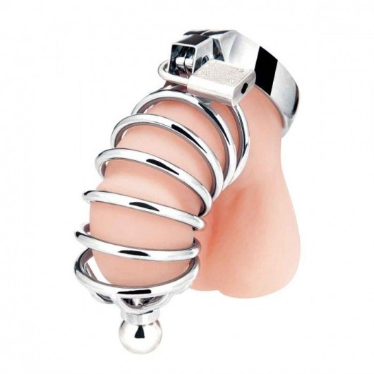 Серебристая клетка для члена Urethral Play Cage - BlueLine - купить с доставкой в Хабаровске