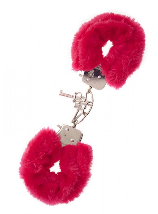 Металлические наручники с красной меховой опушкой METAL HANDCUFF WITH PLUSH RED - Dream Toys - купить с доставкой в Хабаровске