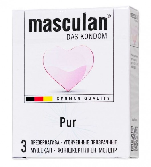 Супертонкие презервативы Masculan Pur - 3 шт. - Masculan - купить с доставкой в Хабаровске