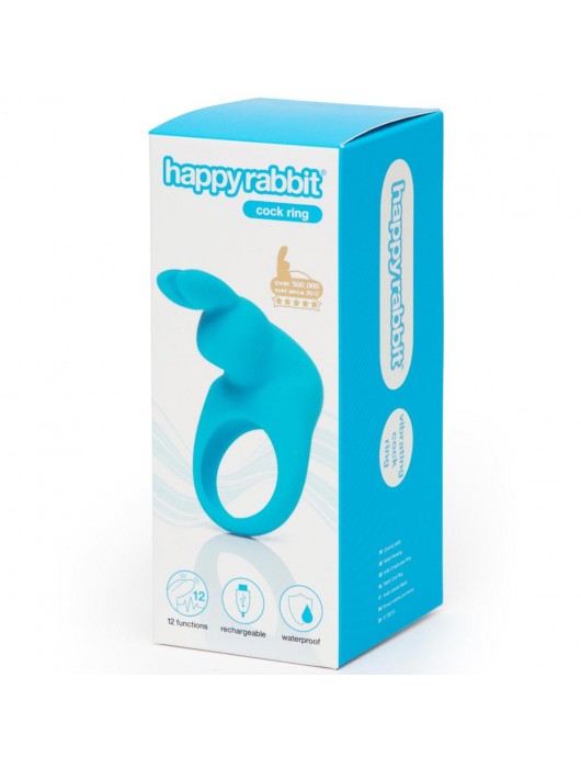 Голубое эрекционное виброкольцо Happy Rabbit Rechargeable Rabbit Cock Ring - Happy Rabbit - в Хабаровске купить с доставкой