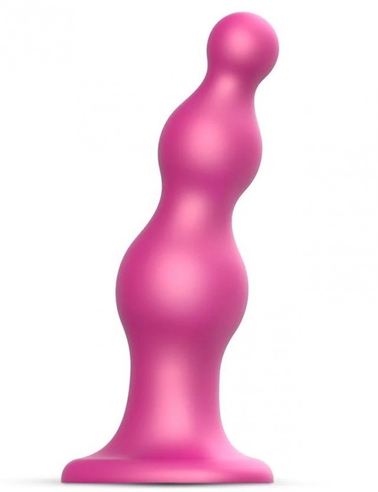 Розовая насадка Strap-On-Me Dildo Plug Beads size S - Strap-on-me - купить с доставкой в Хабаровске