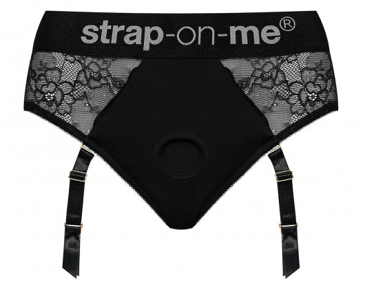 Черные трусики для насадок Diva Lingerie Harness - size L - Strap-on-me - купить с доставкой в Хабаровске