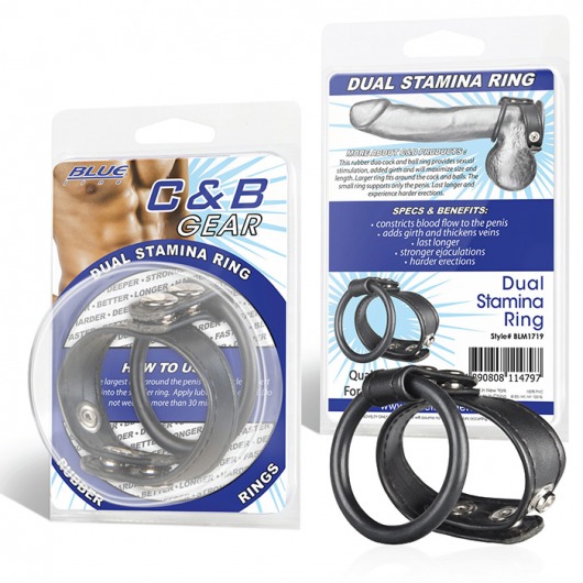 Двойное кольцо выносливости на пенис DUAL STAMINA RING - BlueLine - в Хабаровске купить с доставкой