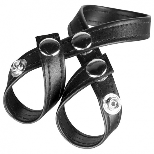 Разделитель мошонки из искусственной кожи на клепках 8 STYLE BALL DIVIDER - BlueLine - купить с доставкой в Хабаровске