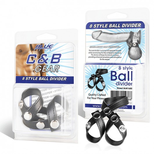 Разделитель мошонки из искусственной кожи на клепках 8 STYLE BALL DIVIDER - BlueLine - купить с доставкой в Хабаровске