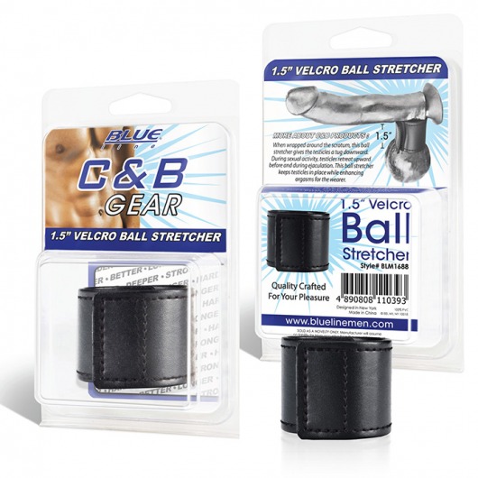 Хомут-утяжка для мошонки из искусственной кожи на липучке VELCRO BALL STRETCHER- 4 см. - BlueLine - в Хабаровске купить с доставкой
