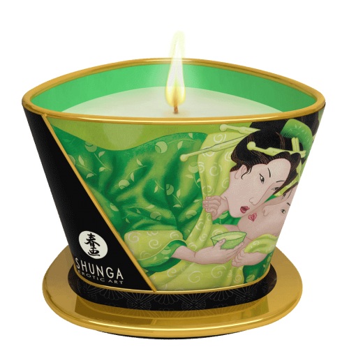 Массажная свеча Exotic Green Tea с ароматом зелёного чая - 170 мл. - Shunga - купить с доставкой в Хабаровске