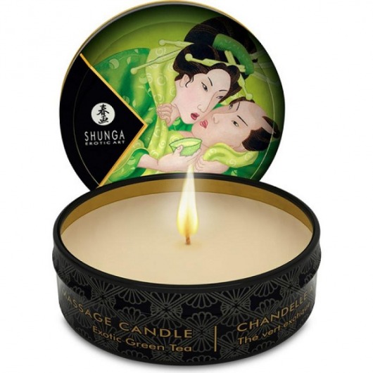 Массажная свеча Exotic Green Tea с ароматом зелёного чая - 30 мл. - Shunga - купить с доставкой в Хабаровске