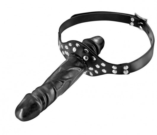 Черный кляп-фаллоимитатор Double Penis Gag - Fetish Tentation - купить с доставкой в Хабаровске