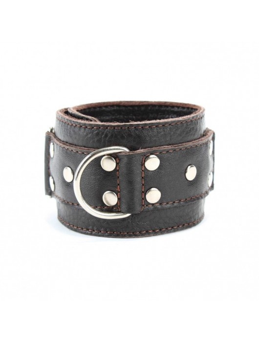 Коричневые кожаные оковы с клепками - БДСМ Арсенал - купить с доставкой в Хабаровске