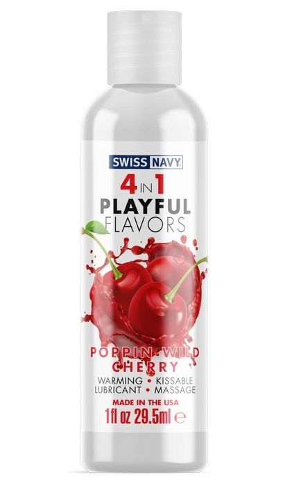Массажный гель 4-в-1 Poppin Wild Cherry с ароматом вишни - 29,5 мл. - Swiss navy - купить с доставкой в Хабаровске