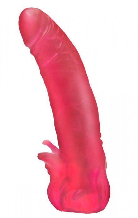 Розовая насадка для страпона с клиторальными лепестками - 18,5 см. - LOVETOY (А-Полимер) - купить с доставкой в Хабаровске