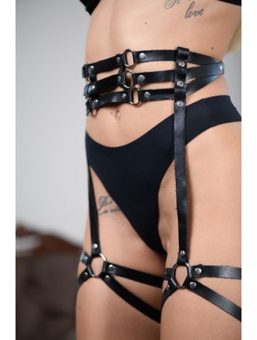 Кожаные гартеры на поясе Esteria - БДСМ Арсенал - купить с доставкой в Хабаровске