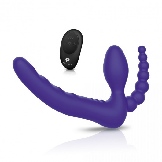 Фиолетовый безремневой страпон с пультом ДУ 7’’ Remote Control Strapless - 24 см. - Pegasus - купить с доставкой в Хабаровске