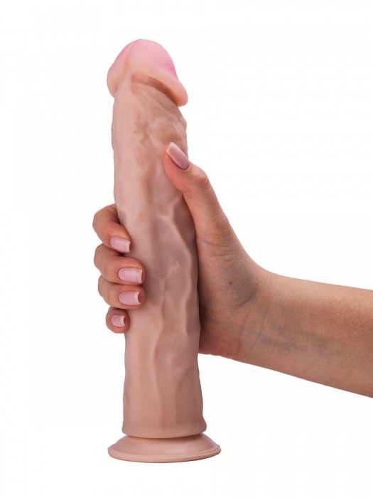 Телесный фаллоимитатор на присоске с большой головкой - 23 см. - LOVETOY (А-Полимер)