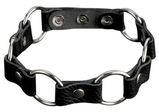 Кожаный черный ошейник с кольцами - Sitabella - купить с доставкой в Хабаровске