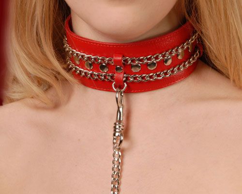 Красный ошейник с цепочками - Sitabella - купить с доставкой в Хабаровске