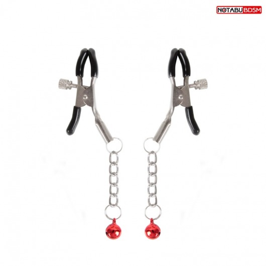 Серебристые зажимы на соски с шариками на цепочках - Notabu - купить с доставкой в Хабаровске