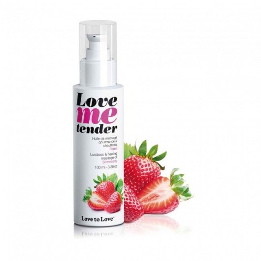 Съедобное согревающее массажное масло Love Me Tender Strawberry с ароматом клубники - 100 мл. - Love to Love - купить с доставкой в Хабаровске