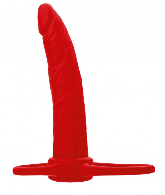 Красная насадка на пенис для двойного проникновения Black Red - 16,5 см. - ToyFa - купить с доставкой в Хабаровске