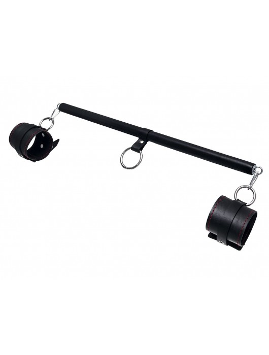 Черная распорка для ног с кожаными манжетами - Pecado - купить с доставкой в Хабаровске