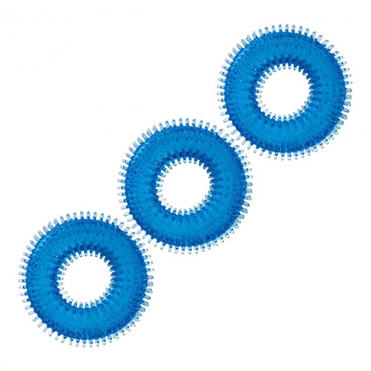 Комплект из трех голубых колец для эрекции 3-Pack Ultra-Stim Stretch Cock Rings - BlueLine - в Хабаровске купить с доставкой
