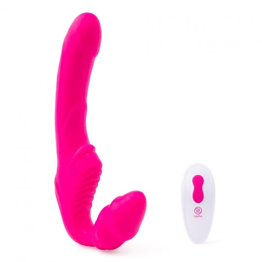 Розовый безремневой страпон на радиоуправлении Strapless Together - 22 см. - Together Toy - купить с доставкой в Хабаровске