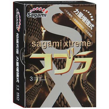 Суженные к основанию презервативы Sagami Xtreme COBRA - 3 шт. - Sagami - купить с доставкой в Хабаровске