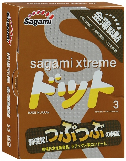 Презервативы Sagami Xtreme FEEL UP с точечной текстурой и линиями прилегания - 3 шт. - Sagami - купить с доставкой в Хабаровске