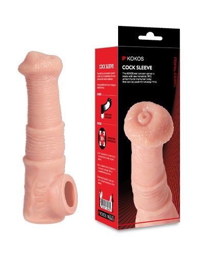 Телесная фантазийная насадка на член Cock Sleeve Size M - KOKOS - в Хабаровске купить с доставкой