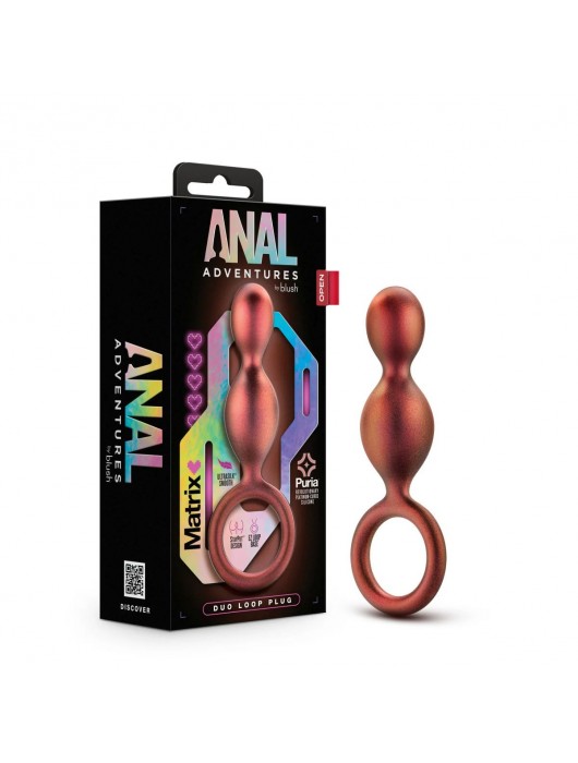 Коричневый анальный стимулятор Duo Loop Copper Anal Plug - 13,3 см. - Blush Novelties