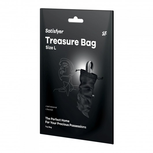 Черный мешочек для хранения игрушек Treasure Bag L - Satisfyer - купить с доставкой в Хабаровске