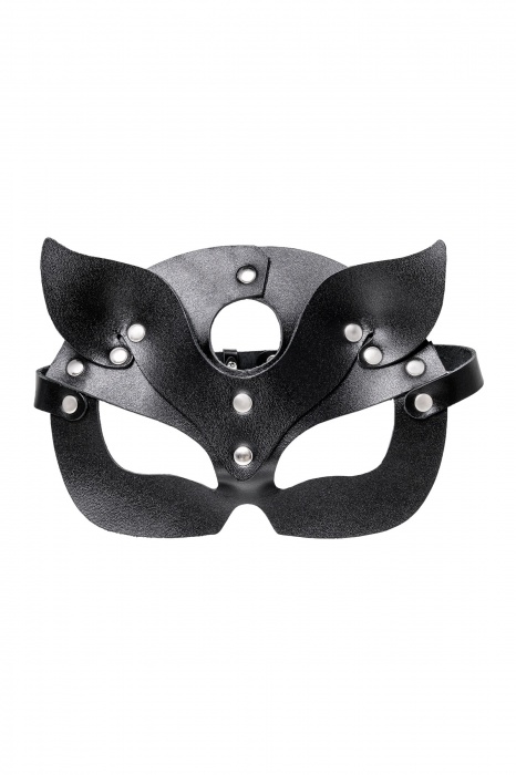 Черная кожаная рельефная маска кошки - Pecado - купить с доставкой в Хабаровске