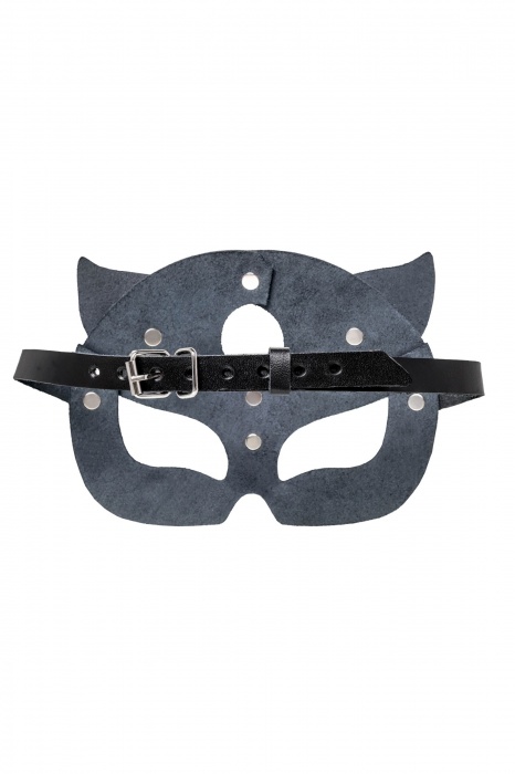 Черная кожаная рельефная маска кошки - Pecado - купить с доставкой в Хабаровске