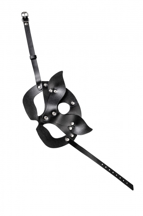 Черная кожаная рельефная маска кошки - Pecado - купить с доставкой в Хабаровске