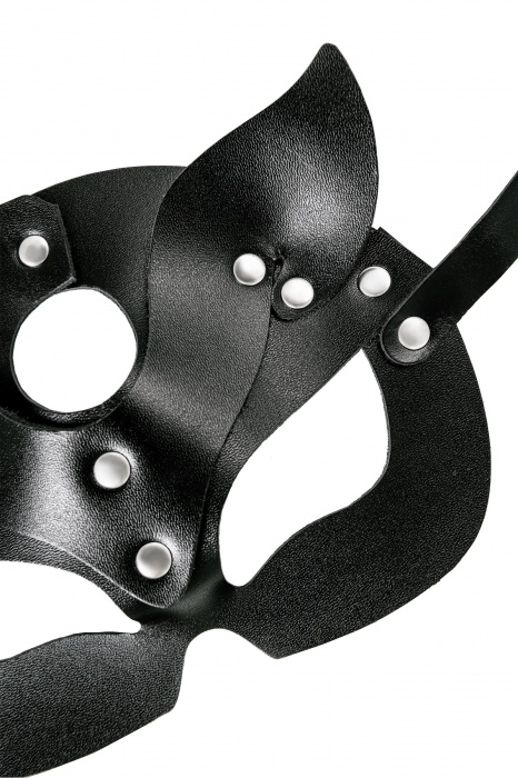 Черная кожаная рельефная маска кошки - Pecado - купить с доставкой в Хабаровске