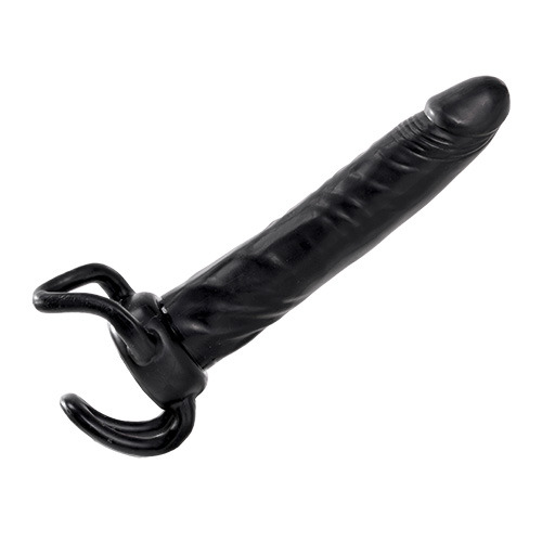 Чёрная насадка-фаллос для двойного проникновения INFLATABLE DILDO SLIM DONG  - 13,5 см. - Toyz4lovers - в Хабаровске купить с доставкой