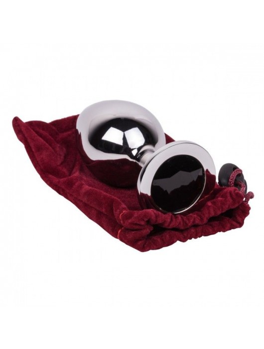 Большой стальной плаг с черным кристаллом Black Rave - 9,5 см. - Erotic Fantasy - купить с доставкой в Хабаровске