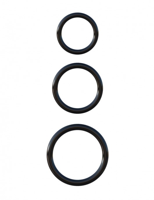 Набор из трех черных эрекционных колец Silicone 3-Ring Stamina Set - Pipedream - в Хабаровске купить с доставкой