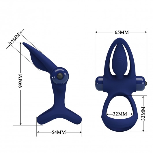 Синее эрекционное кольцо с 10 режимами вибрации и подхватом мошонки - Baile - в Хабаровске купить с доставкой